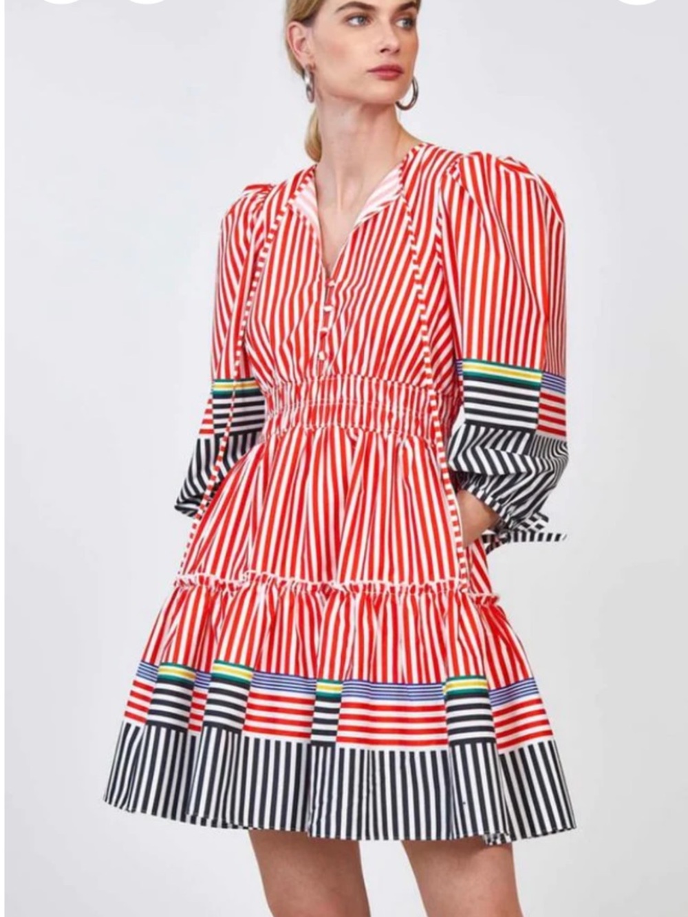 HUNTER BELL Ellison Dress in  Engineered Stripe, Size Small